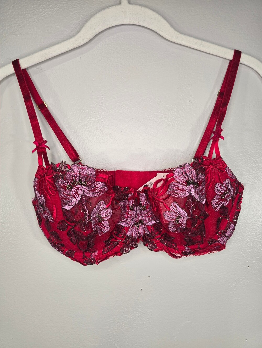 Dream Angels Wicked Beautiful Bows Embroidery Unlined Balconette Bra 32D